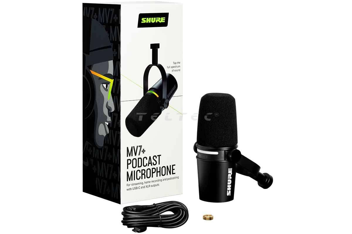 Shure MV7+-K XLR/USB-C Podcast-Mikrofon, schwarz | Dynamische